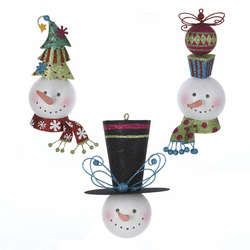 Item 106030 Snowman Head With Tree Hat/Gift Hat/Top Hat Ornament