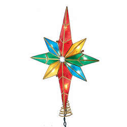Item 106118 Multicolor Bethlehem Star With Center Gem Tree Topper With 10 Lights
