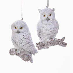 Item 106242 White Owl With Branch Ornament