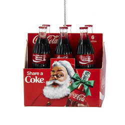 Item 106255 Coke Bottles Six-Pack With Santa Ornament