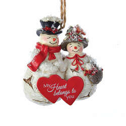 Item 106288 Birch Snowman Couple Ornament