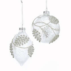 Item 106298 White/Silver Finial/Ball Ornament
