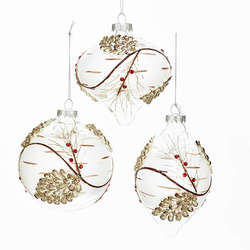 Item 106299 Red/White/Gold Onion/Ball/Finial Ornament
