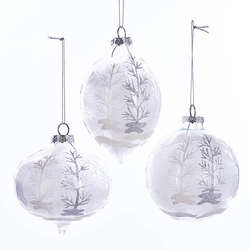 Item 106300 White Feather With Trees Ornament