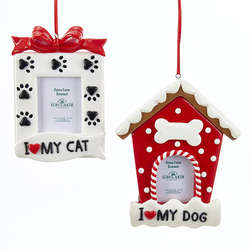 Item 106302 I Heart My Cat/Dog Photo Frame Ornament