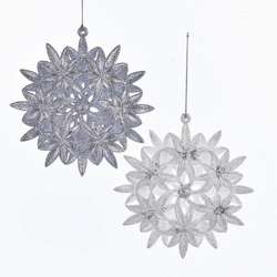 Item 106428 White/Silver Flower Ornament