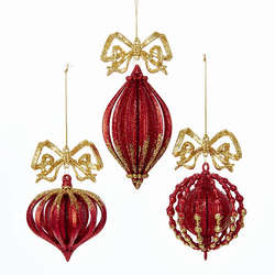 Item 106432 Red/Gold Onion/Finial/Ball With Bow Ornament