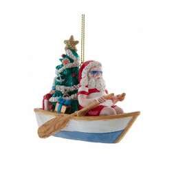 Item 106469 Coastal Santa In Row Boat Ornament