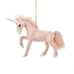 Item 106474 Furry Pink Unicorn Ornament