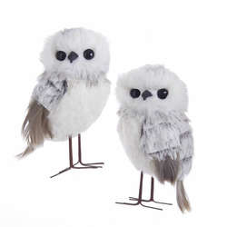 Item 106520 Gray/White Furry Owl Ornament