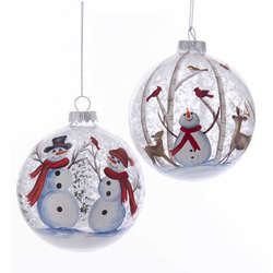 Item 106544 Snowman/Deer Scene Ball Ornament