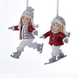 Item 106585 Red & Silver Skating/Snowboarding Girl Ornament