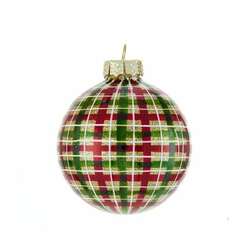 Item 106624 thumbnail Red and Green Plaid Glass Ball