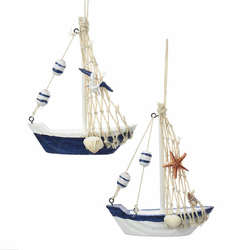 Item 106655 Blue/White Sailboat Ornament