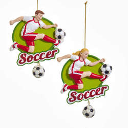Item 106660 Boy/Girl Kicking Soccer Ball Ornament