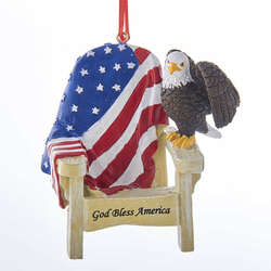 Item 106668 God Bless America Adirondack Chair With American Flag & Bald Eagle Ornament