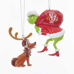 Item 106767 Max With Antlers/Grinch With Sack Ornament