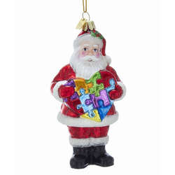 Item 106910 Santa With Autism Awareness Heart Ornament