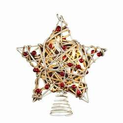 Item 106931 Birch Star With Berries Tree Topper With 10 Lights