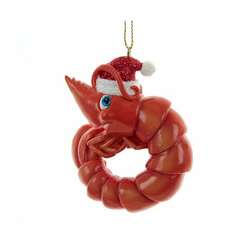 Item 107058 Under Sea Shrimp With Santa Hat Ornament
