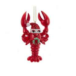 Item 107059 Under Sea Lobster With Santa Hat Ornament