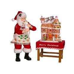 Item 107092 Santa With LED Gingerbread House 2-Piece Set