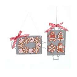 Item 107126 Gingerbread On Metal Tray Ornament