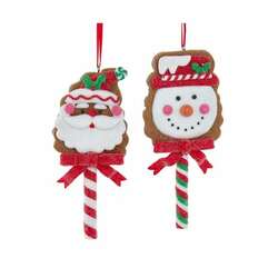 Item 107130 Gingerbread Santa/Snowman Cookie Pops Ornament