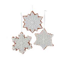 Item 107133 thumbnail Gingerbread White Iced Snowflake Cookie Ornament