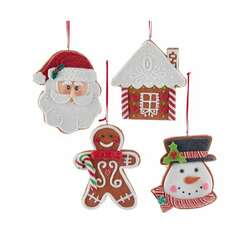 Item 107134 Santa Snowman House Gingerbread Ornament