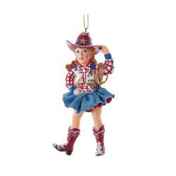 Item 107172 Cowgirl With Hat Ornament