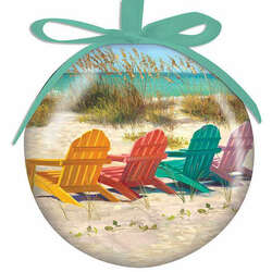 Item 108007 Colorful Adirondack Chairs Ball Ornament - Outer Banks