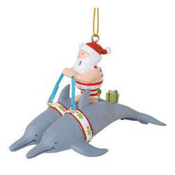 Item 108057 thumbnail Dolphins Pulling Santa Ornament