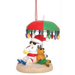 Item 108092 thumbnail Santa And Friend Under Umbrella Ornament OBX