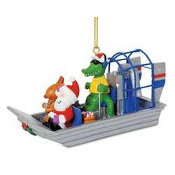 Item 108239 Gator Driving Airboat With Santa Ornament