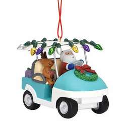 Item 108243 Santa and Reindeer In Golf Cart Ornament - Williamsburg