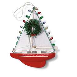 Item 108295 thumbnail Red Sailboat With Lights Ornament