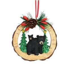 Item 108317 Wood Slice Bear Ornament