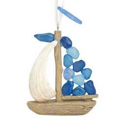 Item 108332 Sea Glass Sailboat Ornament
