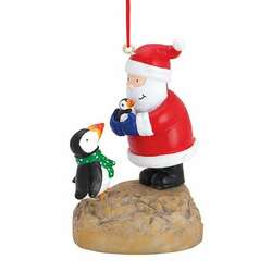 Item 108379 Santa Holding Puffin Ornament