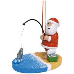 Item 108545 Santa Surf Fishing Ornament - Outer Banks