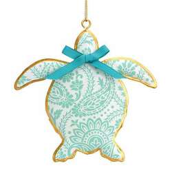 Item 108587 Pillowed Metal  Turtle Ornament
