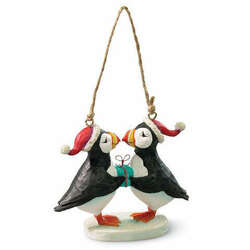 Item 108783 Puffins With Present Ornament