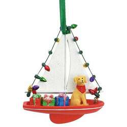 Item 108810 Dog In Sailboat With Lights Ornament