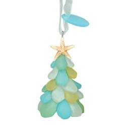 Item 109055 Multicolor Seaglass Tree With Starfish Ornament - Outer Banks