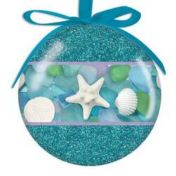 Item 109065 thumbnail Seaglass/Starfish/Shells Ball Ornament - Outer Banks