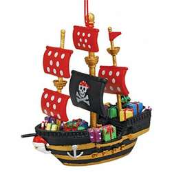 Item 109223 Black Pirate Ship Ornament - Outer Banks