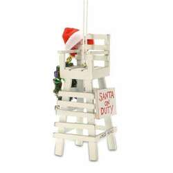Item 109307 Santa On Duty Lifeguard Chair Ornament - Outer Banks