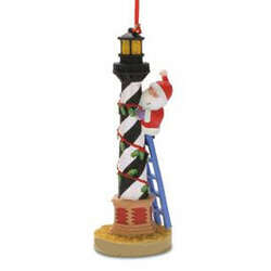 Item 109330 Santa With Lighthouse Ornament - Cape Hatteras