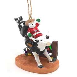 Item 109544 thumbnail Cowboy Santa Riding Bull Ornament